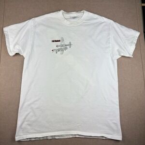 Vintage F-40 Warhawk Shirt Men's L White WWII Fighter Plane 90's Air Force Tee